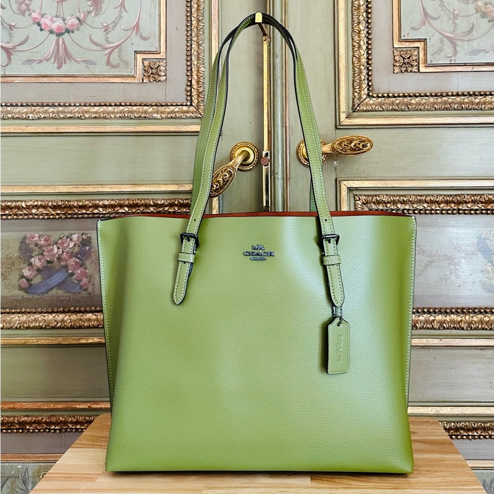 Coach Mollie large leather handbag olive green NWT Authentic - Picture 1 of 7